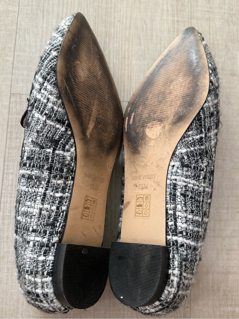 Nine West Black & White Tweed Pointed Loafers size 6.5 very chic - Picture 8 of 8